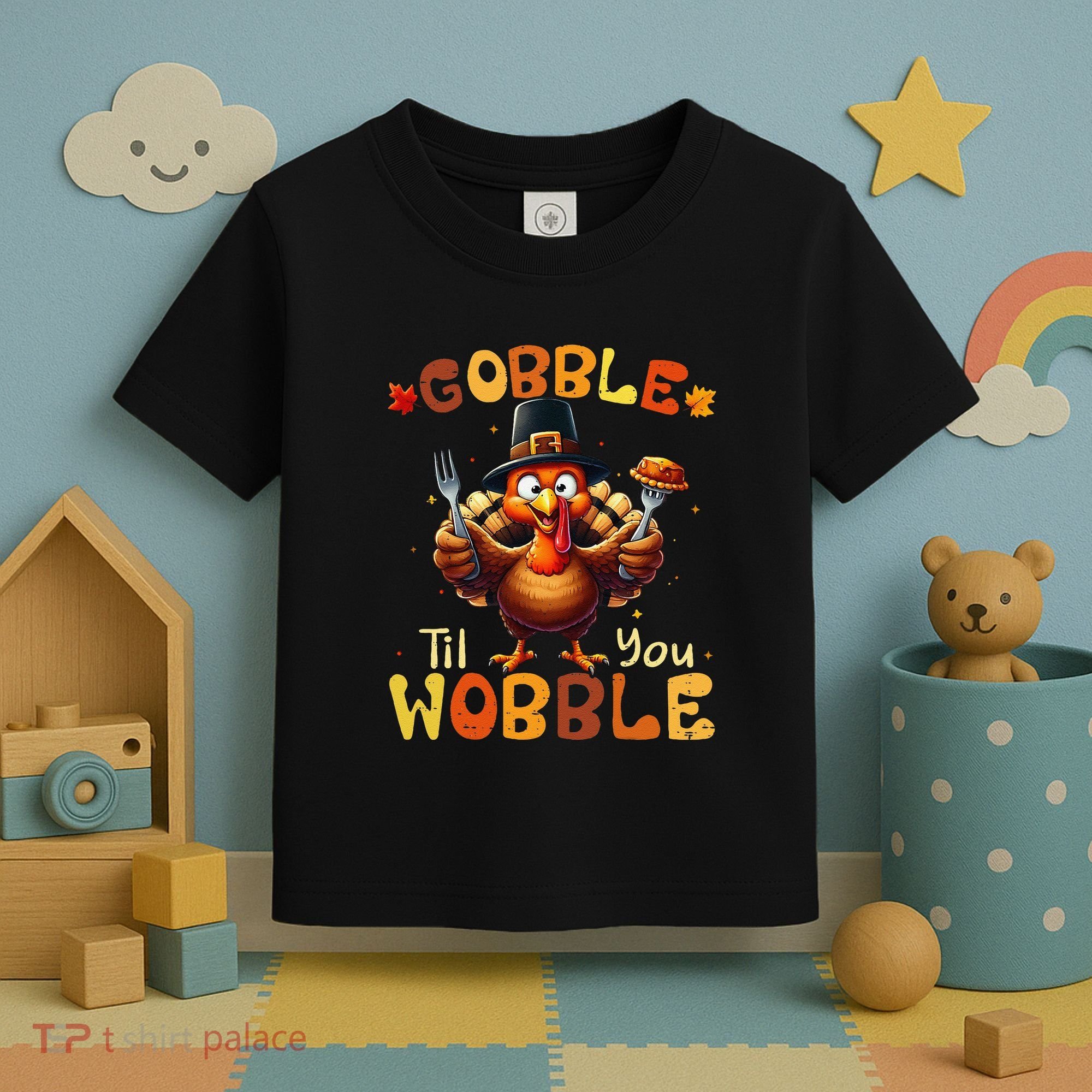 Gobble Til You Wobble Thanksgiving Turkey Gift Toddler T-Shirt