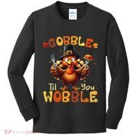 Gobble Til You Wobble Thanksgiving Turkey Gift Kids Long Sleeve Shirt thumb 0