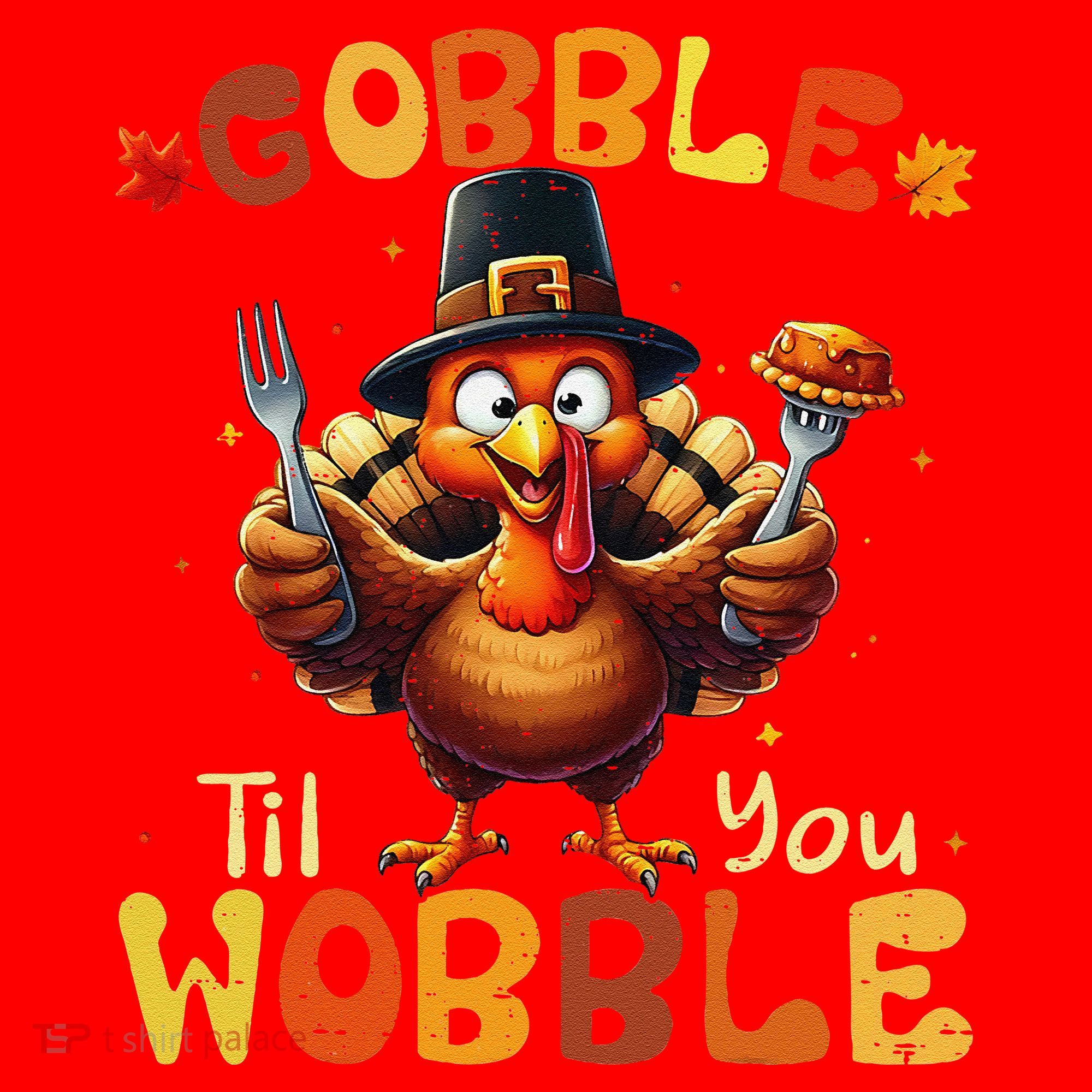 Gobble Til You Wobble Thanksgiving Turkey Gift Santa Hat