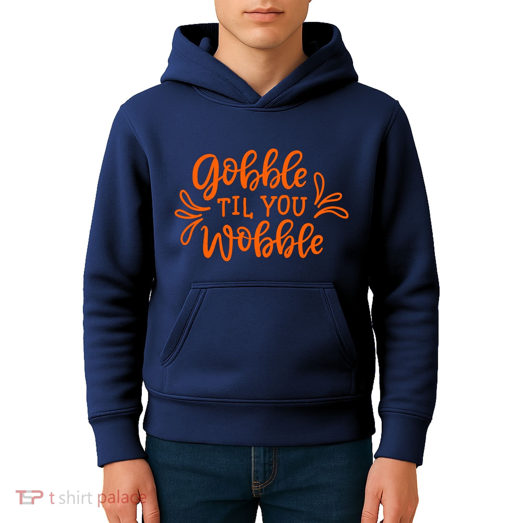 Gobble Til You Wobble Thanksgiving Funny Kids Hoodie