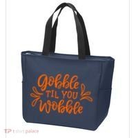 Gobble Til You Wobble Thanksgiving Funny Tote Bag thumb 3