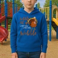 Gobble Till You Wobble Funny Thanksgiving Cool Gift Kids Hoodie thumb 2
