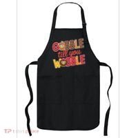 Gobble Till You Wobble Cartoon Turkey Funny Thanksgiving Apron thumb 0