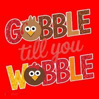 Gobble Till You Wobble Cartoon Turkey Funny Thanksgiving Santa Hat thumb 1