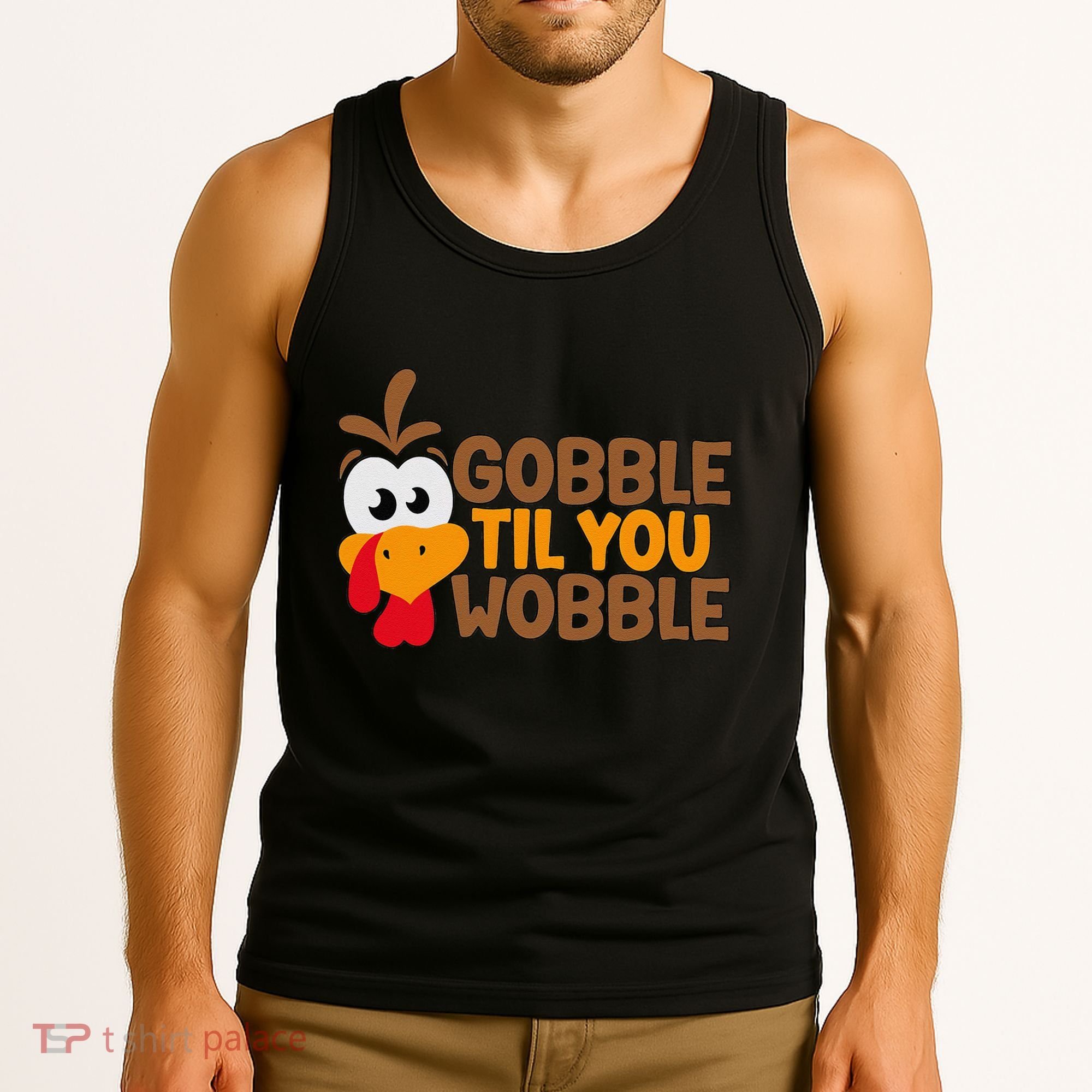 Gobble Til You Wobble Baby Outfit Thanksgiving Tank Top