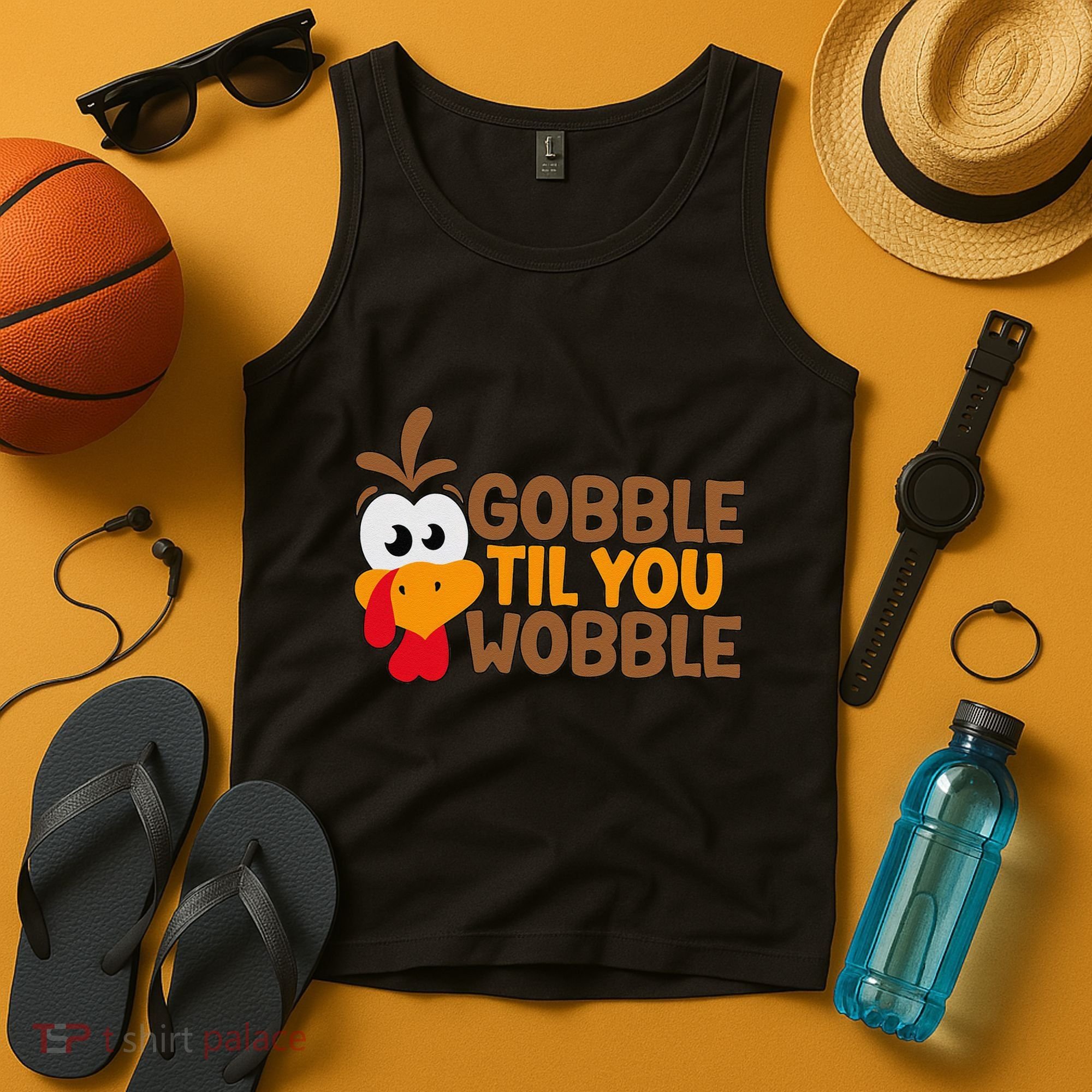 Gobble Til You Wobble Baby Outfit Thanksgiving Tank Top