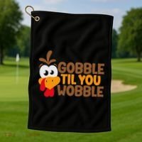 Gobble Til You Wobble Baby Outfit Thanksgiving Golf Towel thumb 1