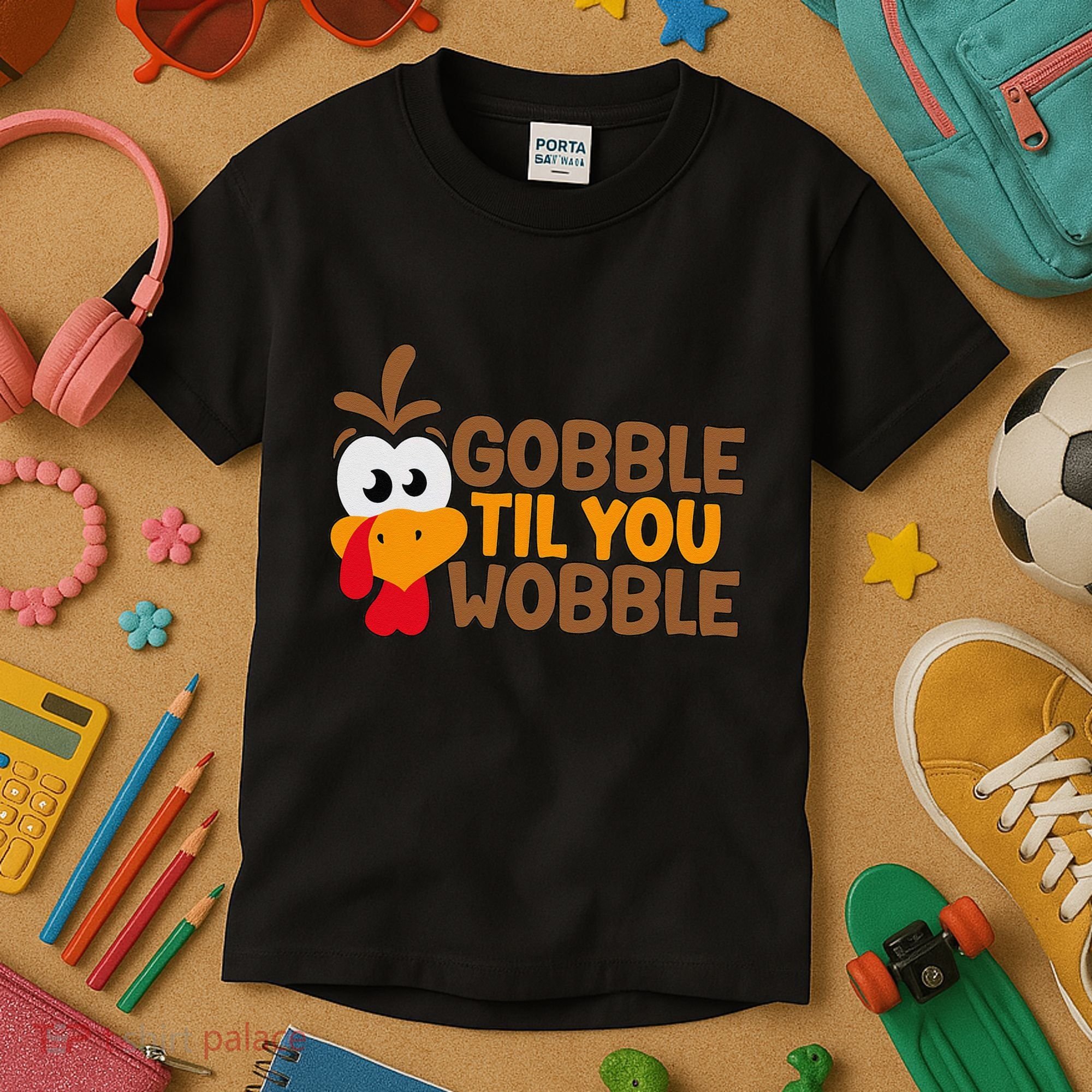 Gobble Til You Wobble Baby Outfit Thanksgiving Kids T-Shirt