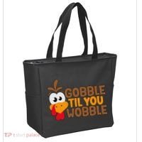 Gobble Til You Wobble Baby Outfit Thanksgiving Tote Bag thumb 2