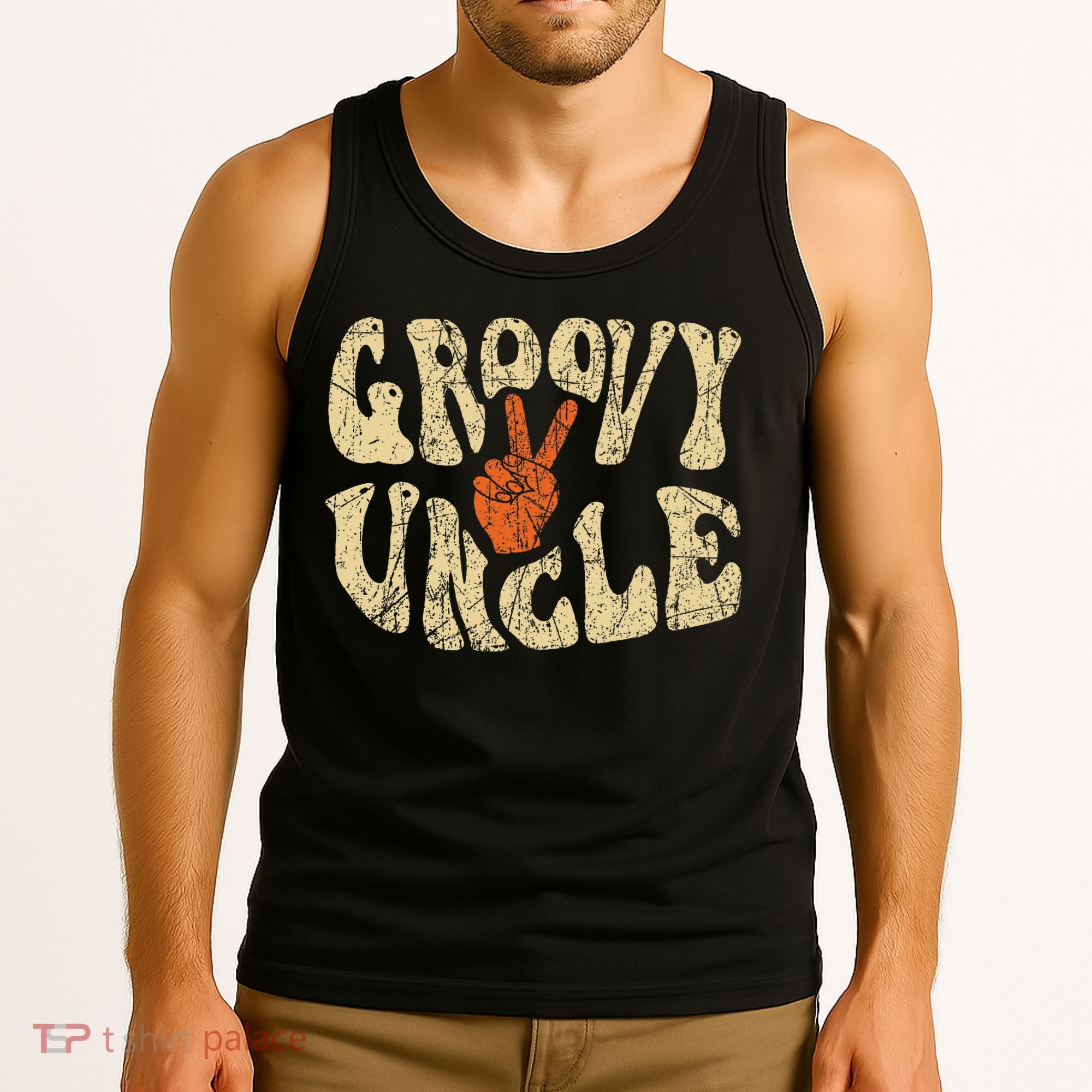 Groovy Uncle 70s Aesthetic Nostalgia 1970's Retro Uncle Tank Top