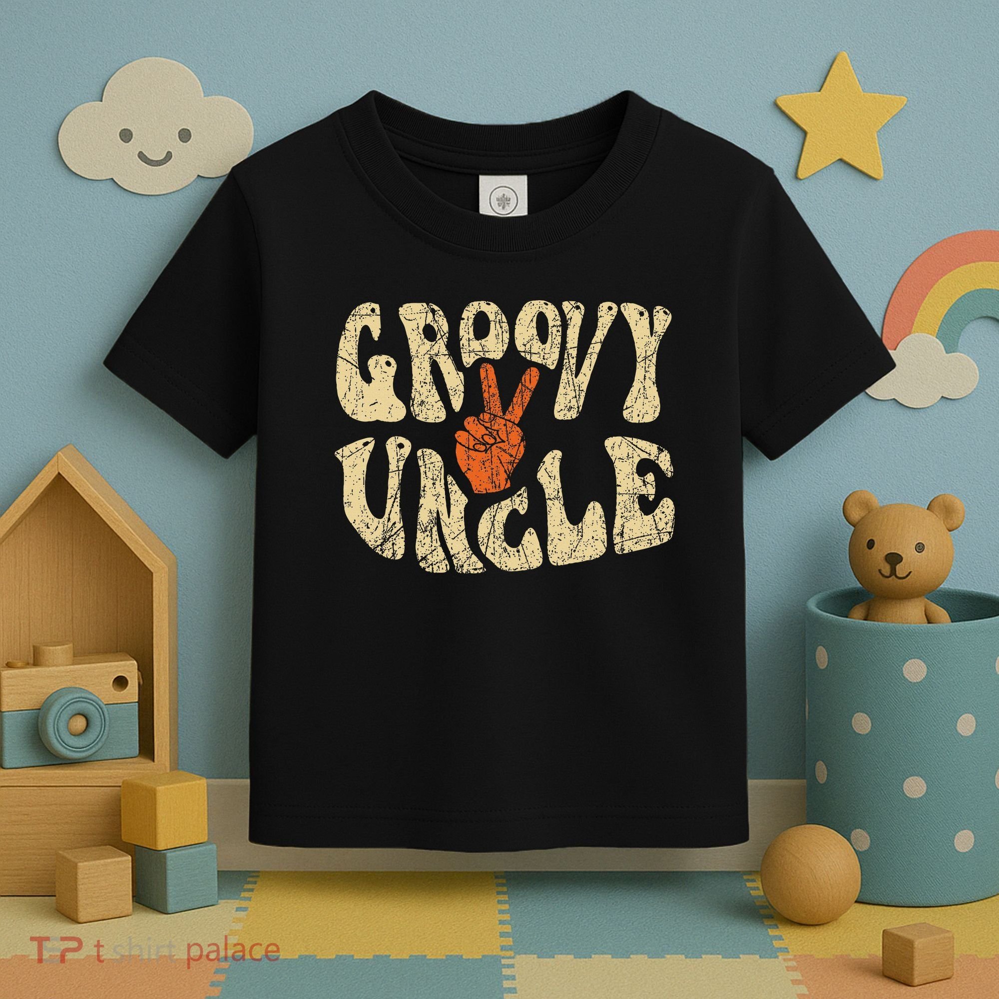 Groovy Uncle 70s Aesthetic Nostalgia 1970's Retro Uncle Toddler T-Shirt