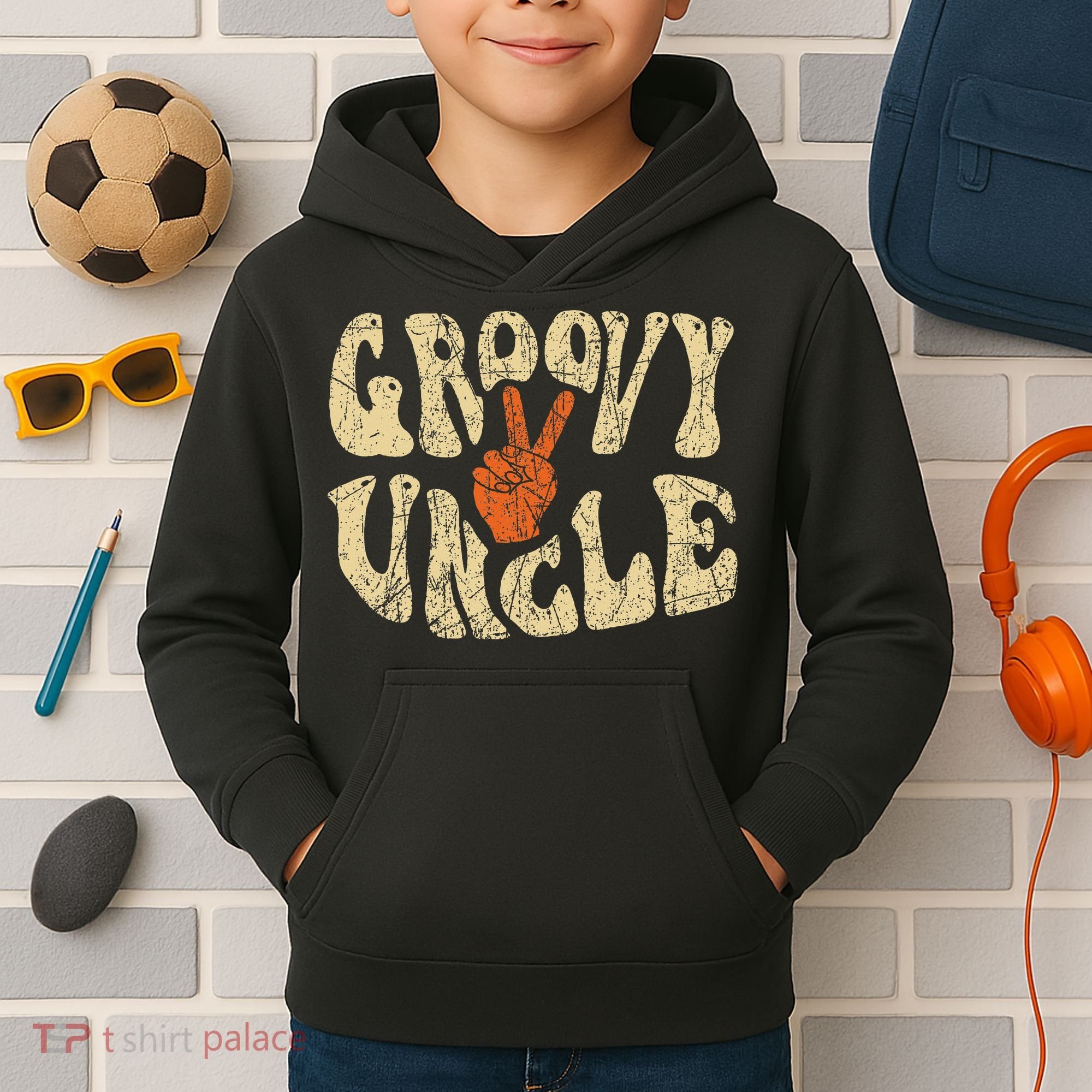 Groovy Uncle 70s Aesthetic Nostalgia 1970's Retro Uncle Kids Hoodie