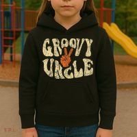 Groovy Uncle 70s Aesthetic Nostalgia 1970's Retro Uncle Kids Hoodie thumb 3