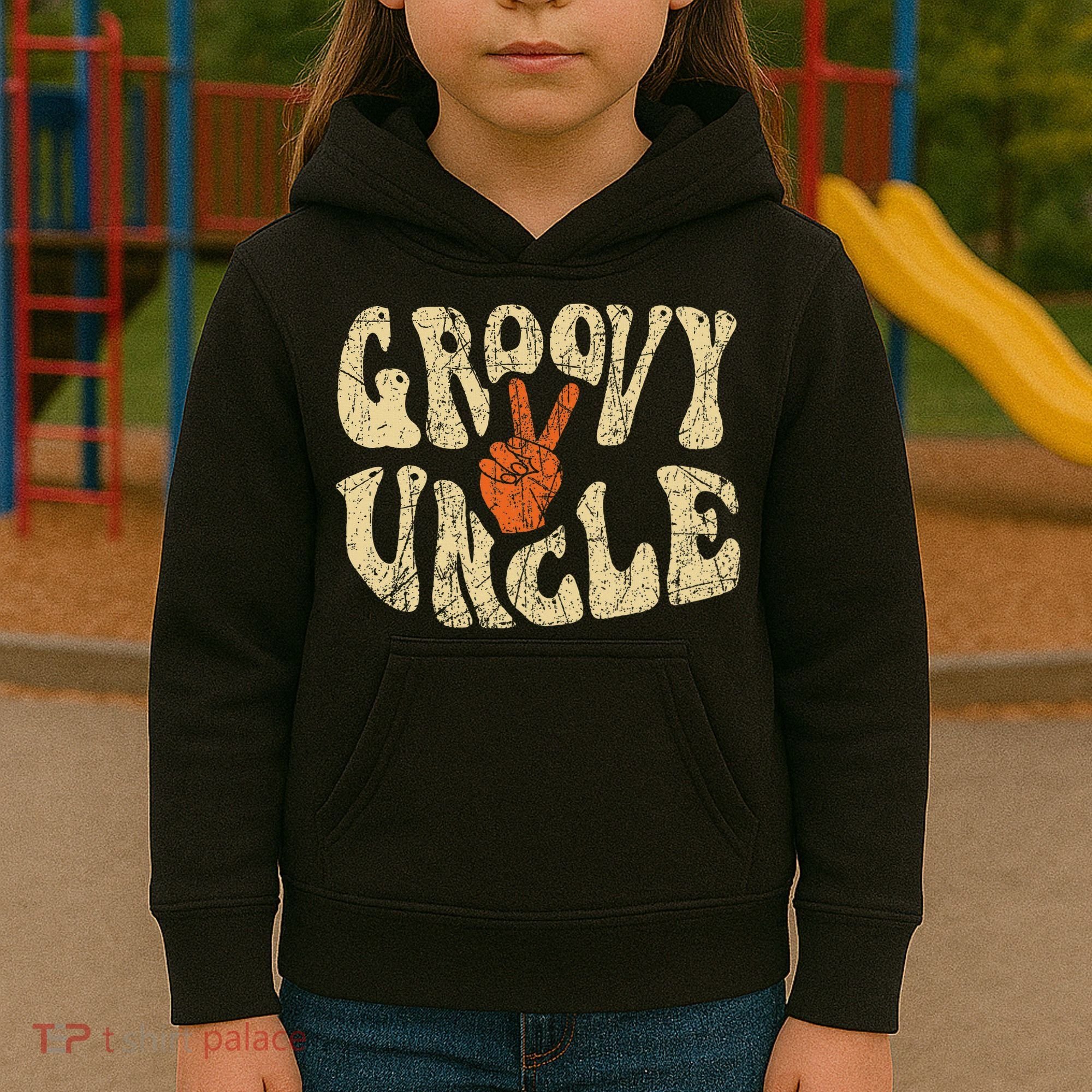Groovy Uncle 70s Aesthetic Nostalgia 1970's Retro Uncle Kids Hoodie