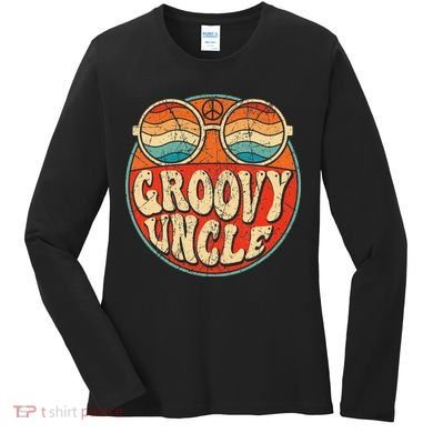 Groovy Uncle 70s Aesthetic Nostalgia 1970's Retro Uncle Women's Long Sleeve Shirt