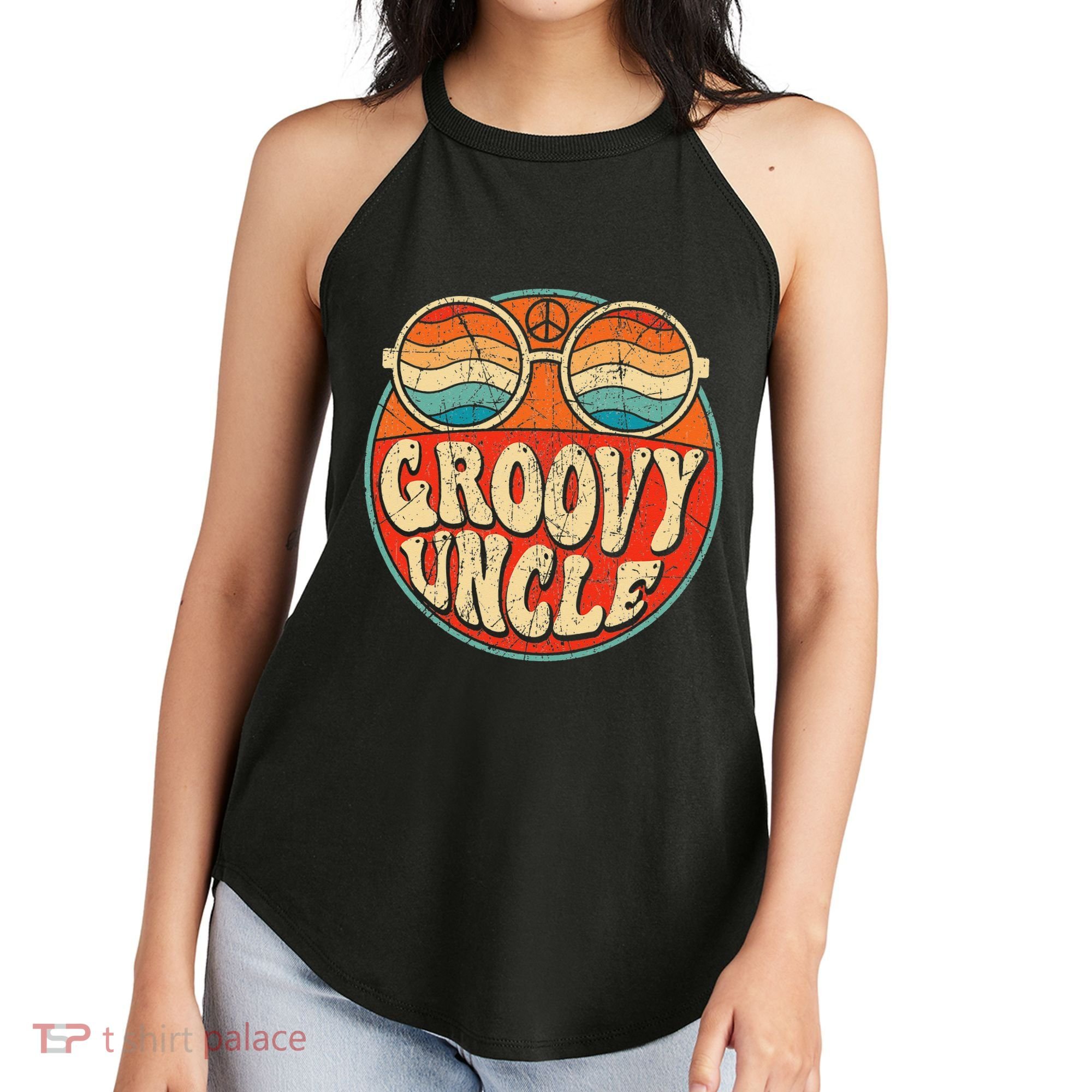 Groovy Uncle 70s Aesthetic Nostalgia 1970's Retro Uncle Women's Perfect Tri Rocker Tank