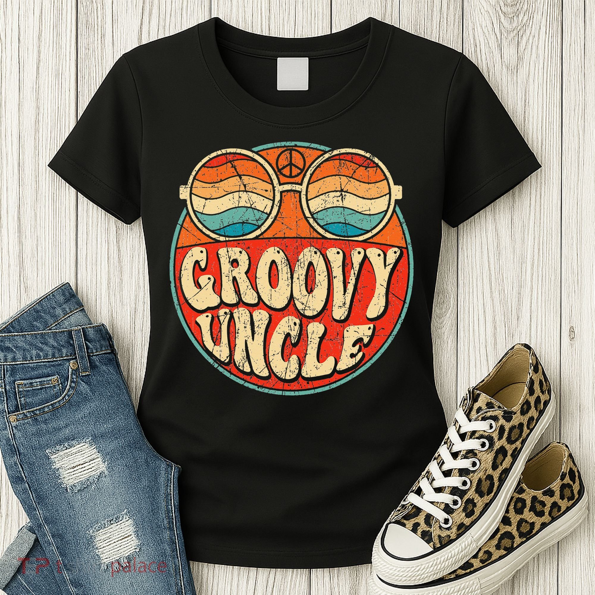 Groovy Uncle 70s Aesthetic Nostalgia 1970's Retro Uncle Women's T-Shirt