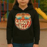 Groovy Uncle 70s Aesthetic Nostalgia 1970's Retro Uncle Kids Hoodie thumb 3