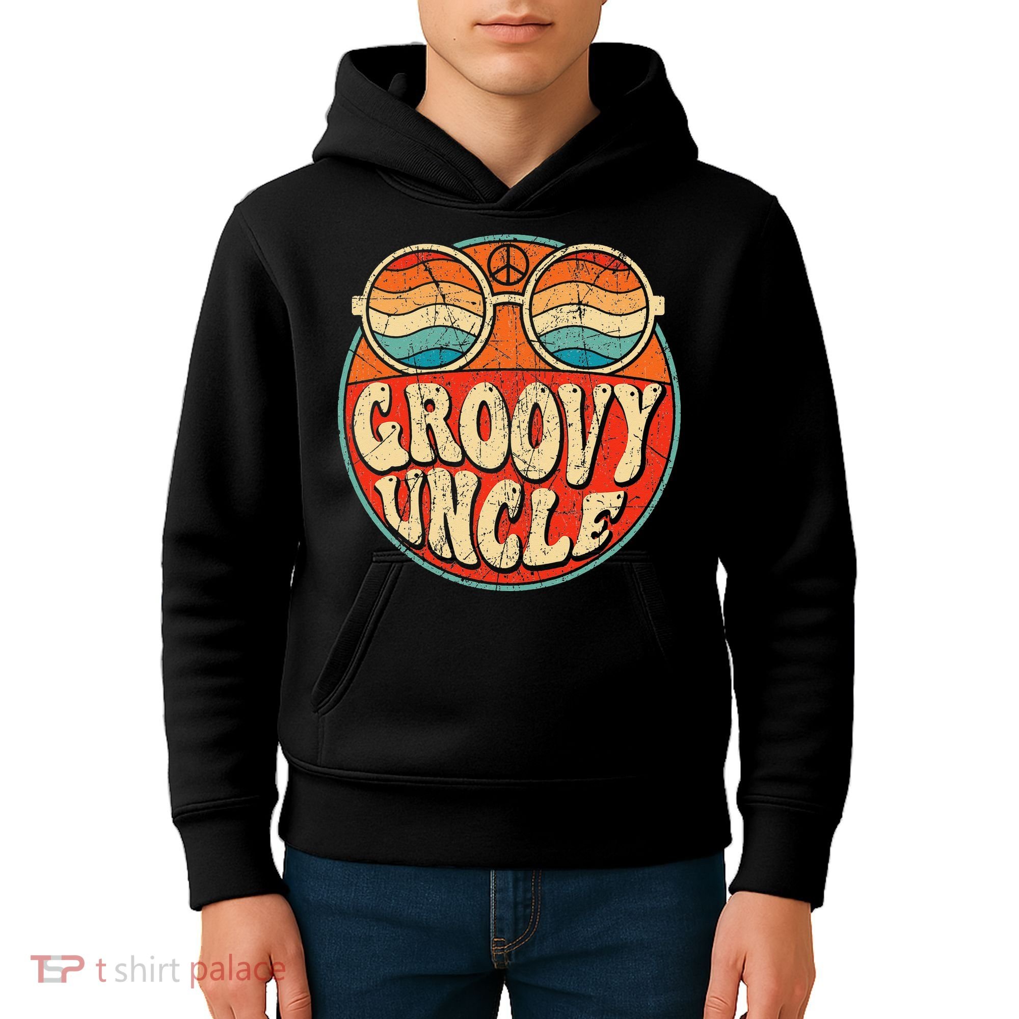 Groovy Uncle 70s Aesthetic Nostalgia 1970's Retro Uncle Kids Hoodie
