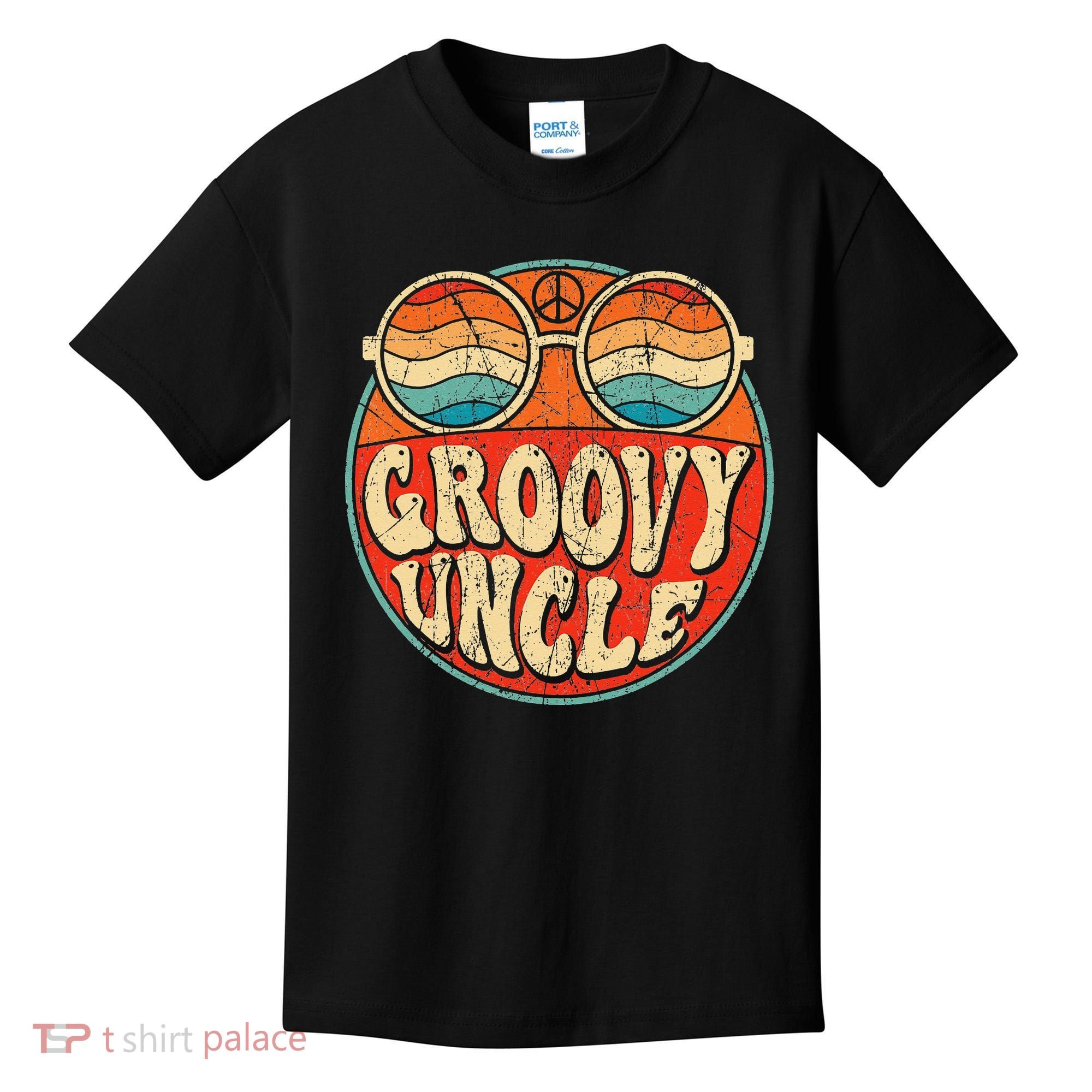 Groovy Uncle 70s Aesthetic Nostalgia 1970's Retro Uncle Kids T-Shirt