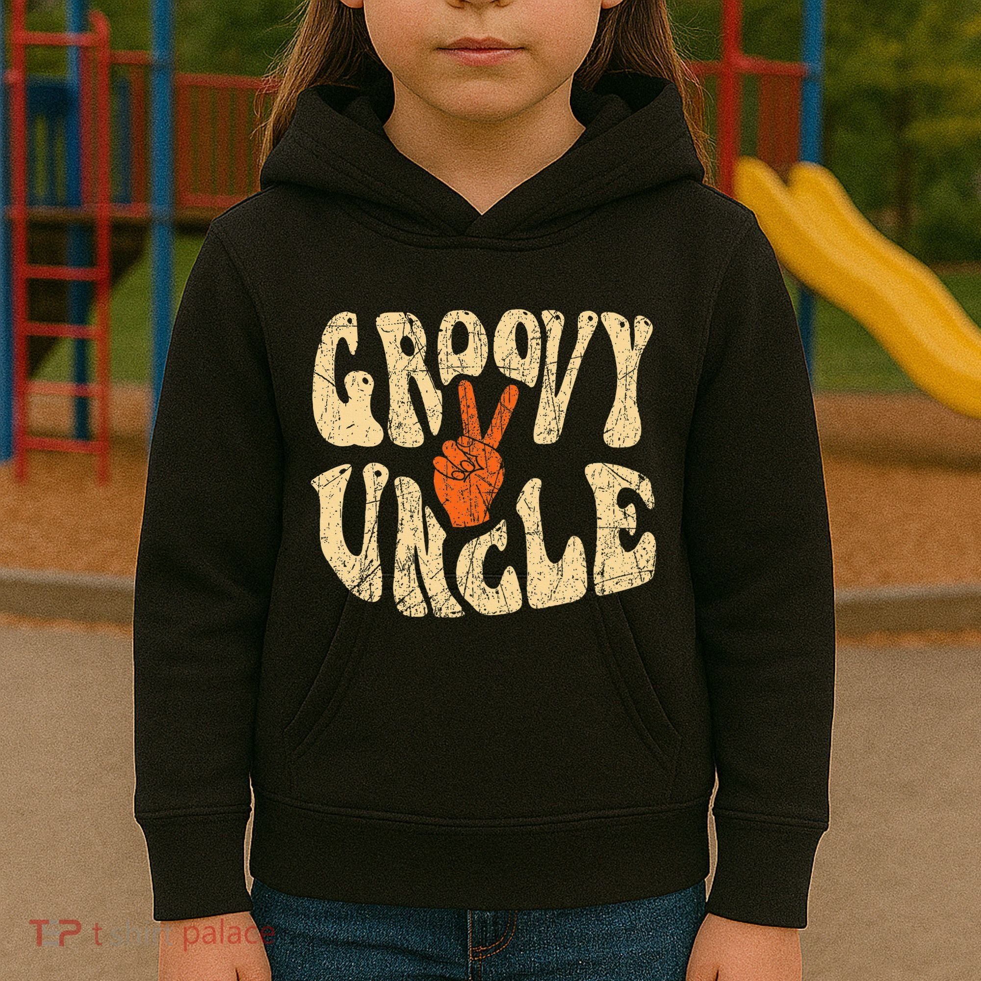 Groovy Uncle 70s Aesthetic Nostalgia 1970S Retro Uncle Kids Hoodie