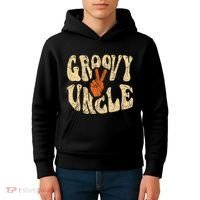 Groovy Uncle 70s Aesthetic Nostalgia 1970S Retro Uncle Kids Hoodie thumb 4