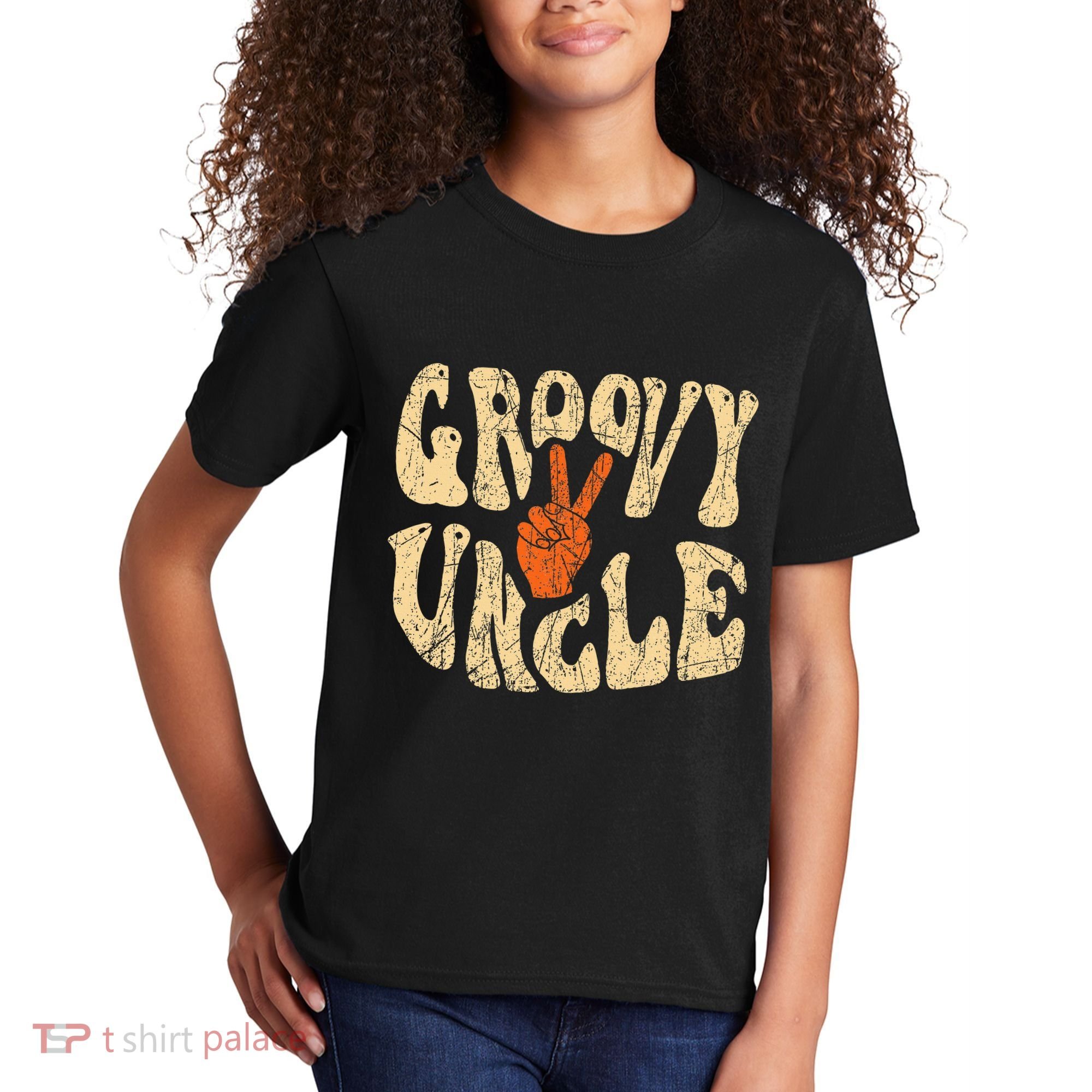 Groovy Uncle 70s Aesthetic Nostalgia 1970S Retro Uncle Kids T-Shirt