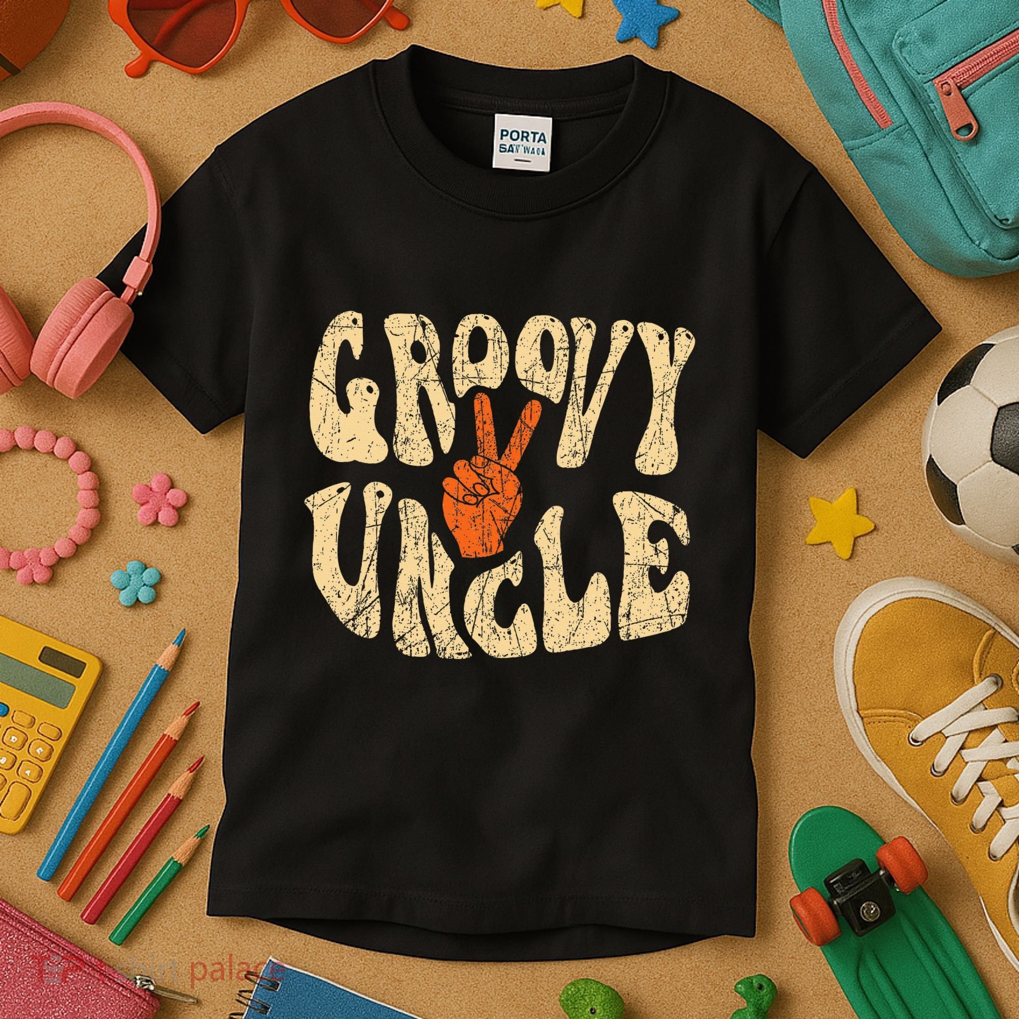 Groovy Uncle 70s Aesthetic Nostalgia 1970S Retro Uncle Kids T-Shirt