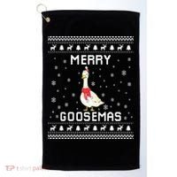 Geese Ugly Christmas Sweater Geese Lover Holiday Present Cool Gift Golf Towel thumb 0