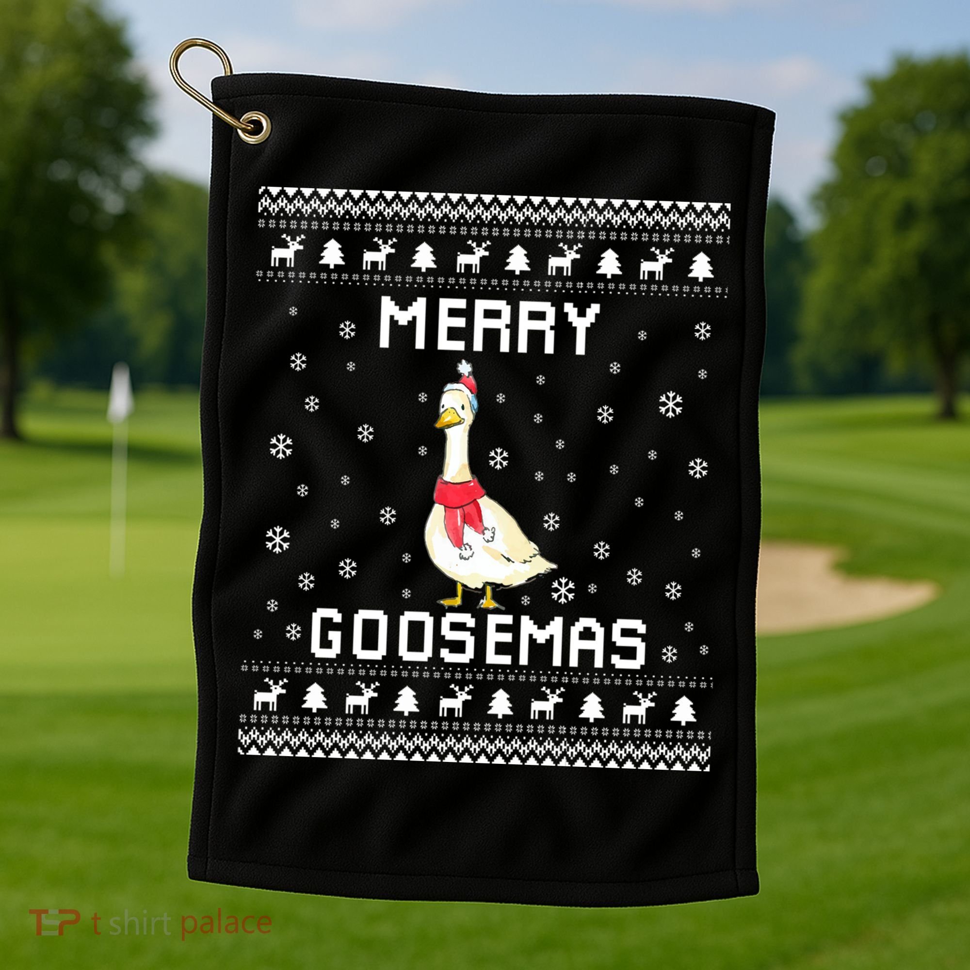 Geese Ugly Christmas Sweater Geese Lover Holiday Present Cool Gift Golf Towel