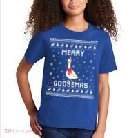 Geese Ugly Christmas Sweater Geese Lover Holiday Present Cool Gift Kids T-Shirt thumb 2