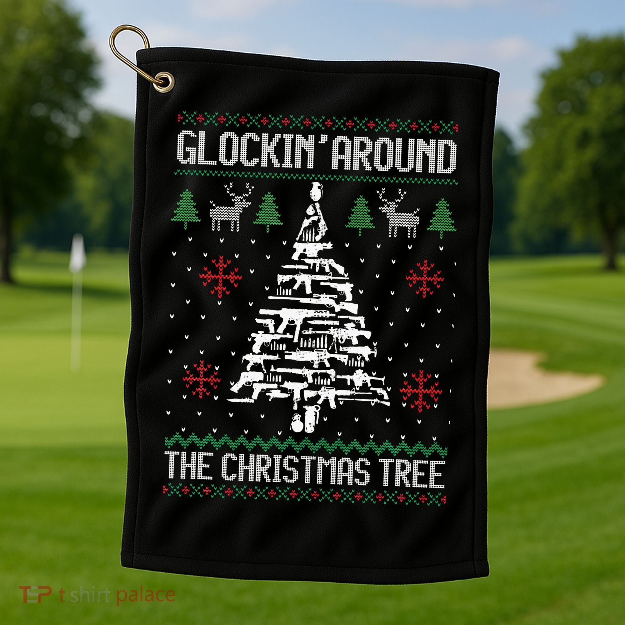 Guns Ugly Christmas Sweaters For Gun Lovers Golf Towel