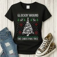 Guns Ugly Christmas Sweaters For Gun Lovers Women's T-Shirt thumb 3