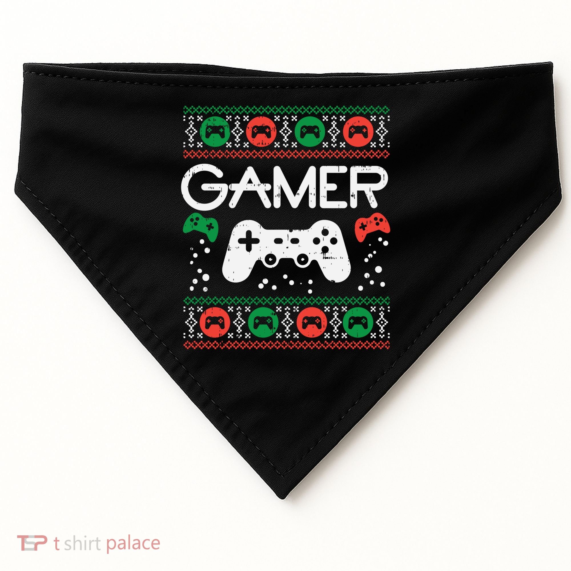 Gamer Ugly Christmas Sweater Retro Video Game Xmas Boys Gift USA-Made Doggie Bandana