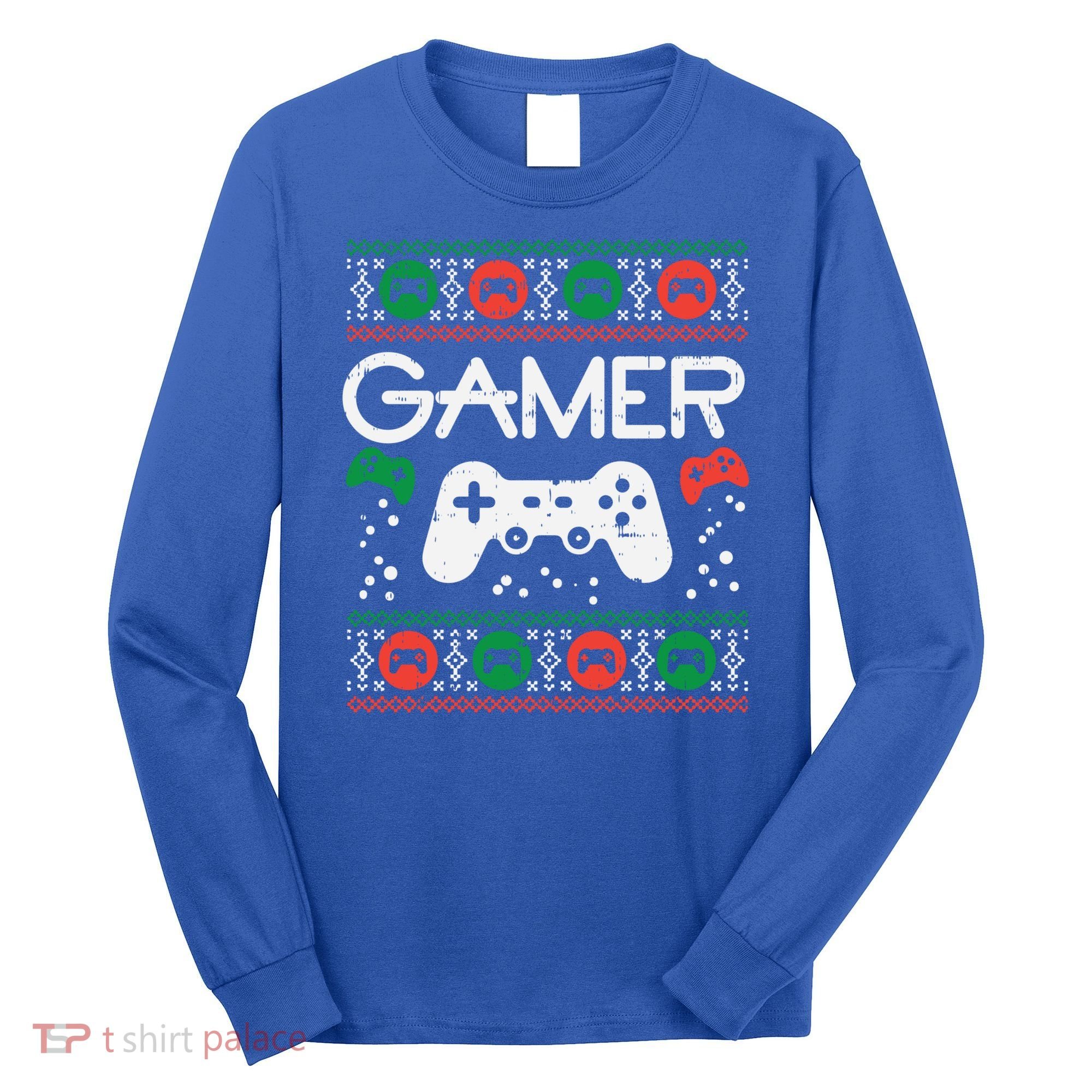 Gamer Ugly Christmas Sweater Retro Video Game Xmas Boys Gift Long Sleeve Shirt