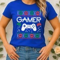 Gamer Ugly Christmas Sweater Retro Video Game Xmas Boys Gift Women's T-Shirt thumb 2