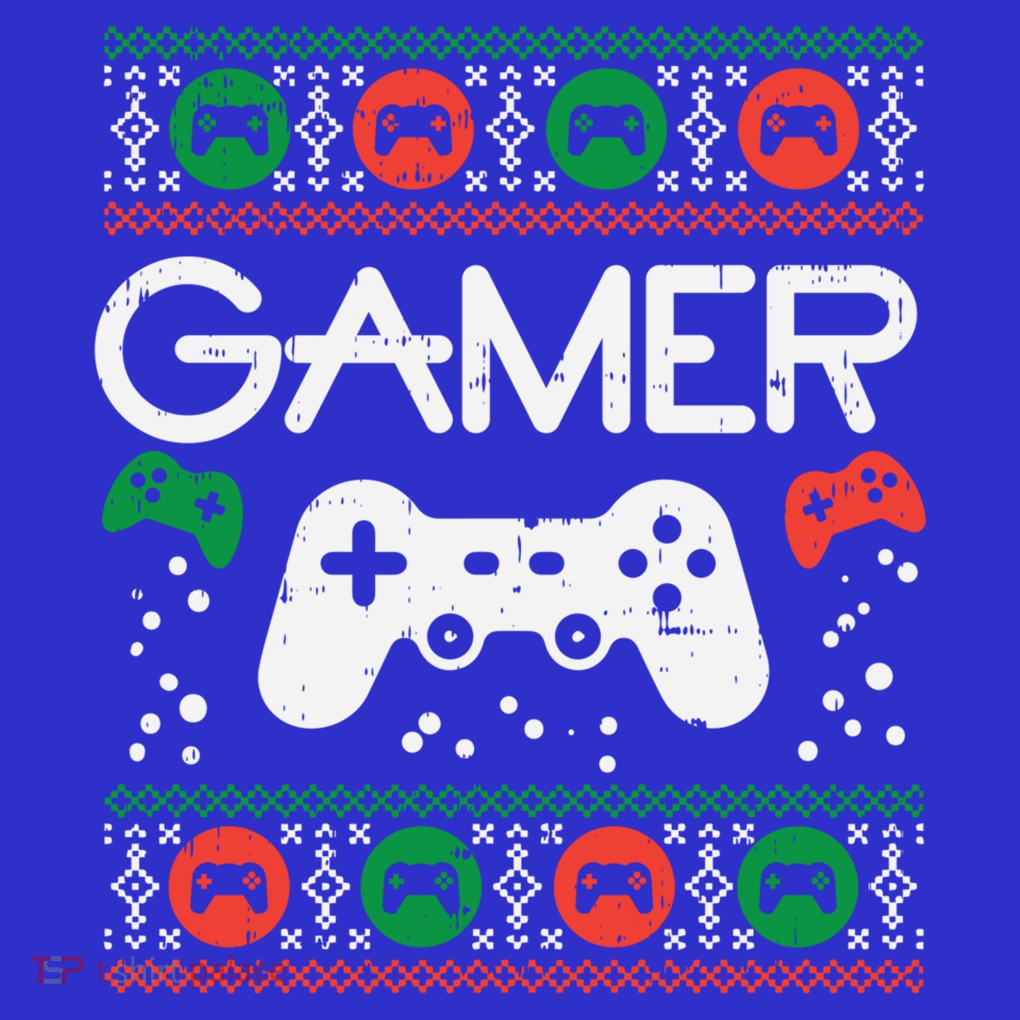 Gamer Ugly Christmas Sweater Retro Video Game Xmas Boys Gift Kids T-Shirt