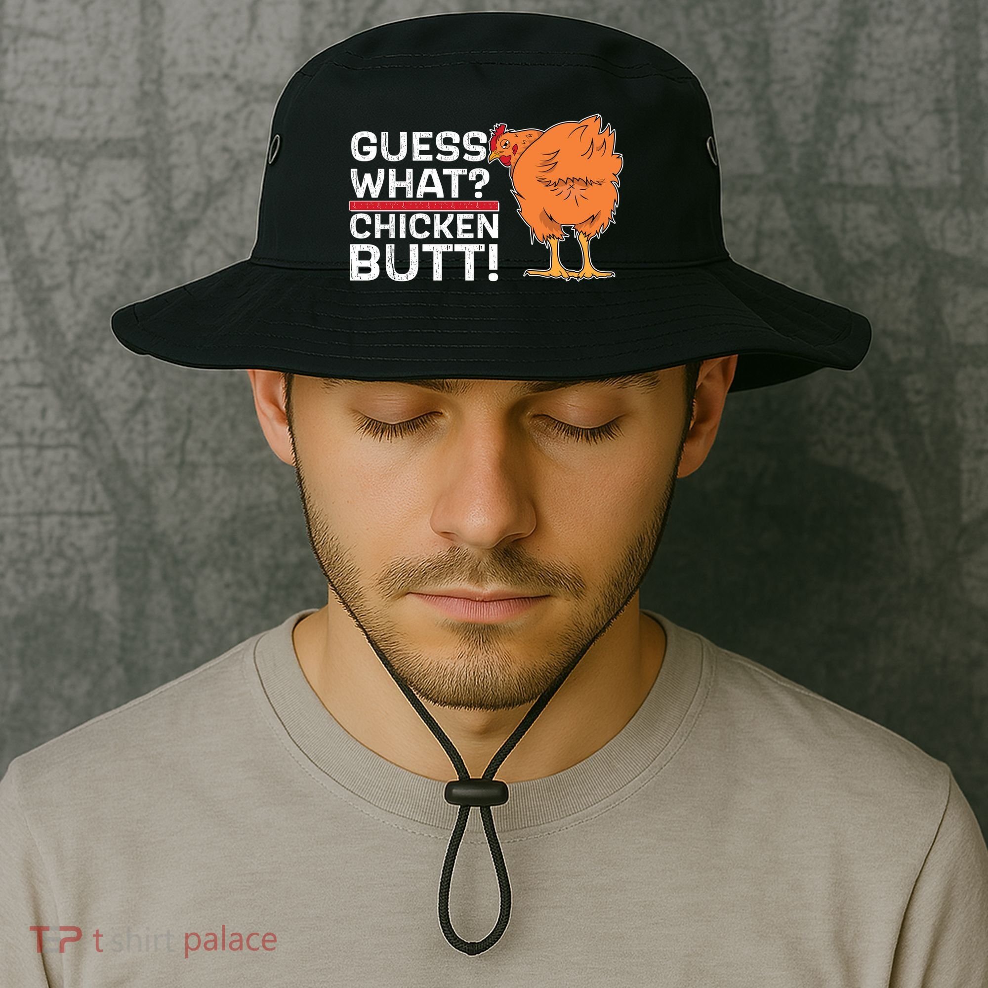 Guess What? Chicken Butt! Funny Joke Bucket Hat