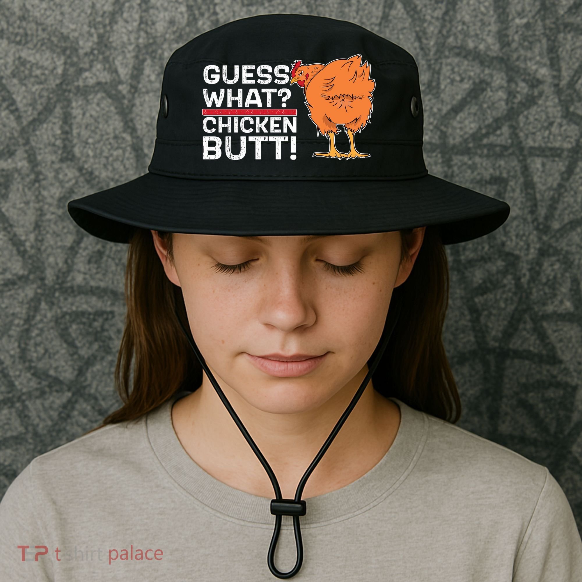 Guess What? Chicken Butt! Funny Joke Bucket Hat