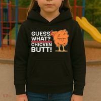 Guess What? Chicken Butt! Funny Joke Kids Hoodie thumb 3