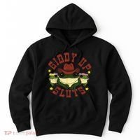 Giddy Up Funny Frogs Funny Western Country Hoodie thumb 0