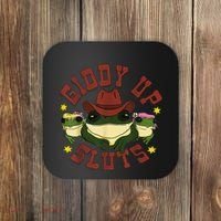 Giddy Up Funny Frogs Funny Western Country Coaster thumb 0