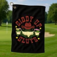 Giddy Up Funny Frogs Funny Western Country Golf Towel thumb 1
