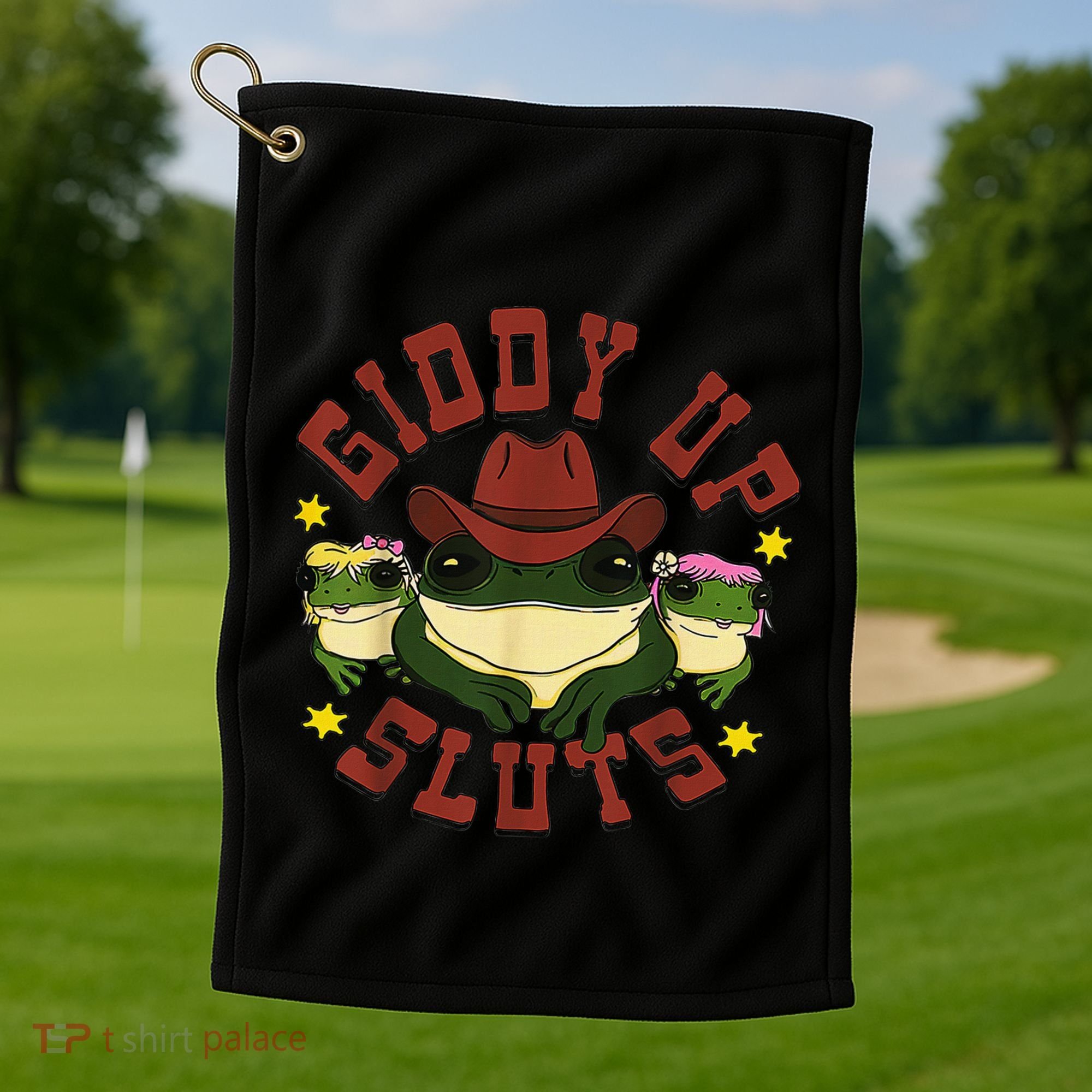 Giddy Up Funny Frogs Funny Western Country Golf Towel