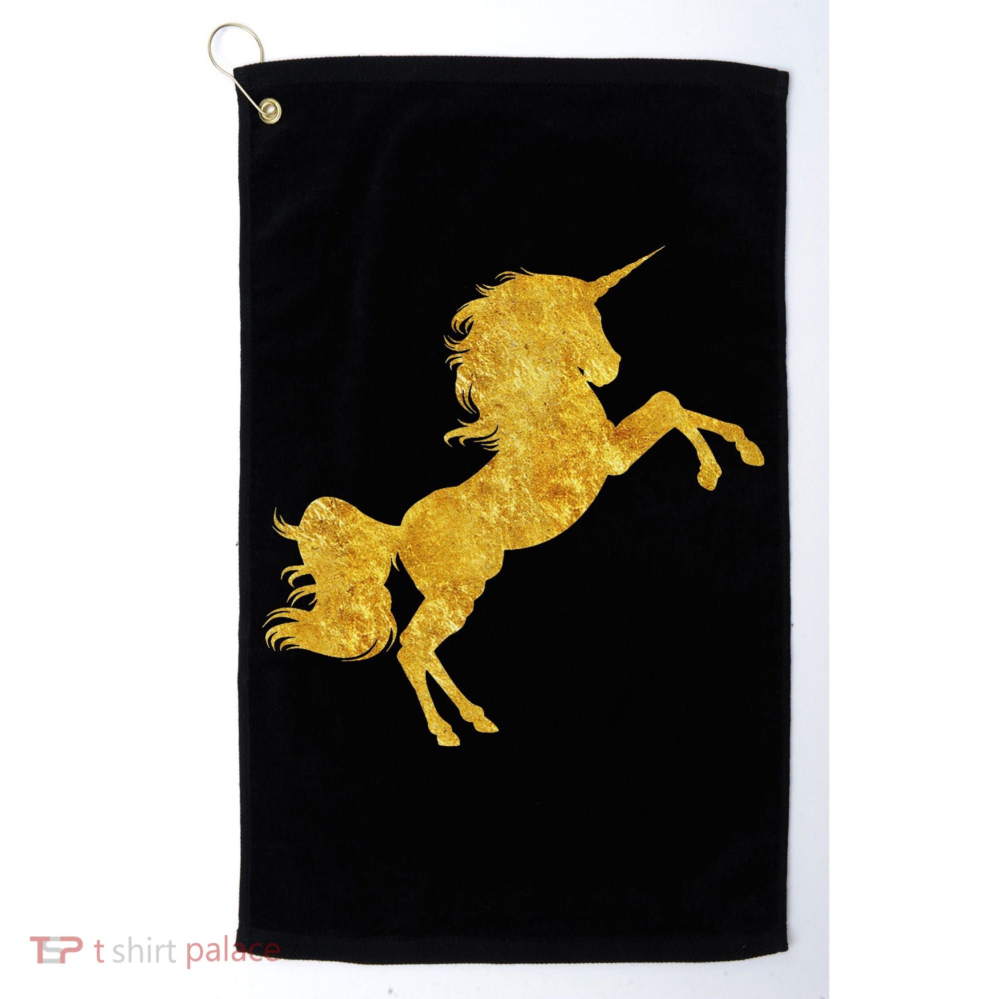 Gold Unicorn Gift Golf Towel