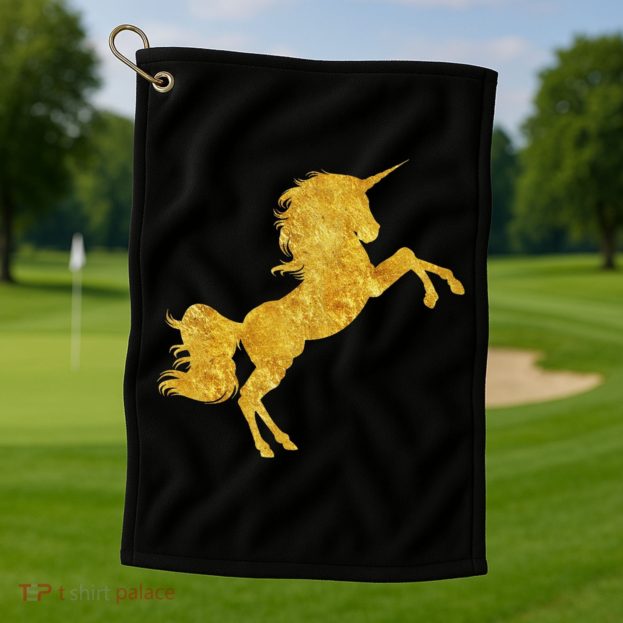 Gold Unicorn Gift Golf Towel
