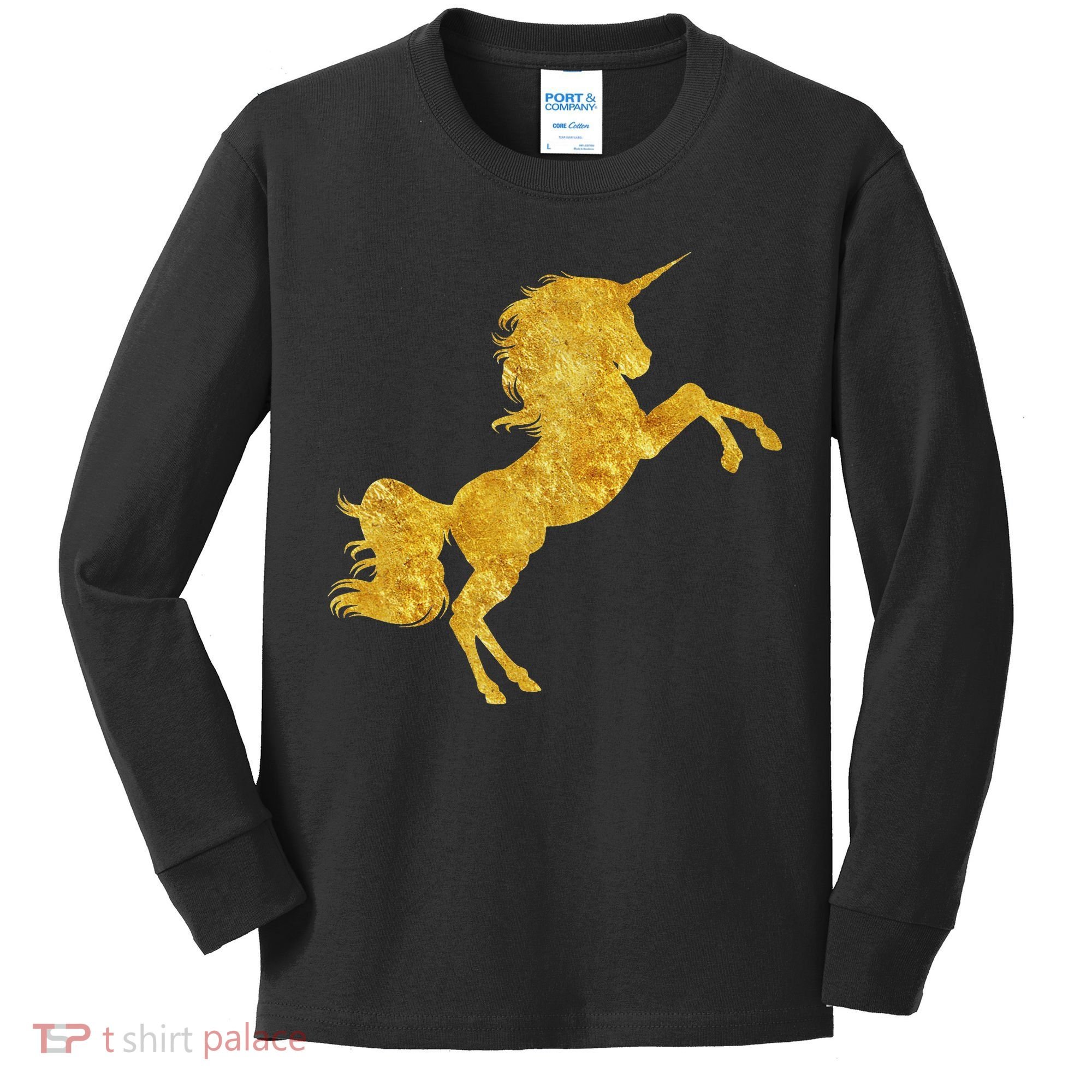 Gold Unicorn Gift Kids Long Sleeve Shirt