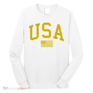 Gold USA Graphic Apparel National Pride Long Sleeve Shirt