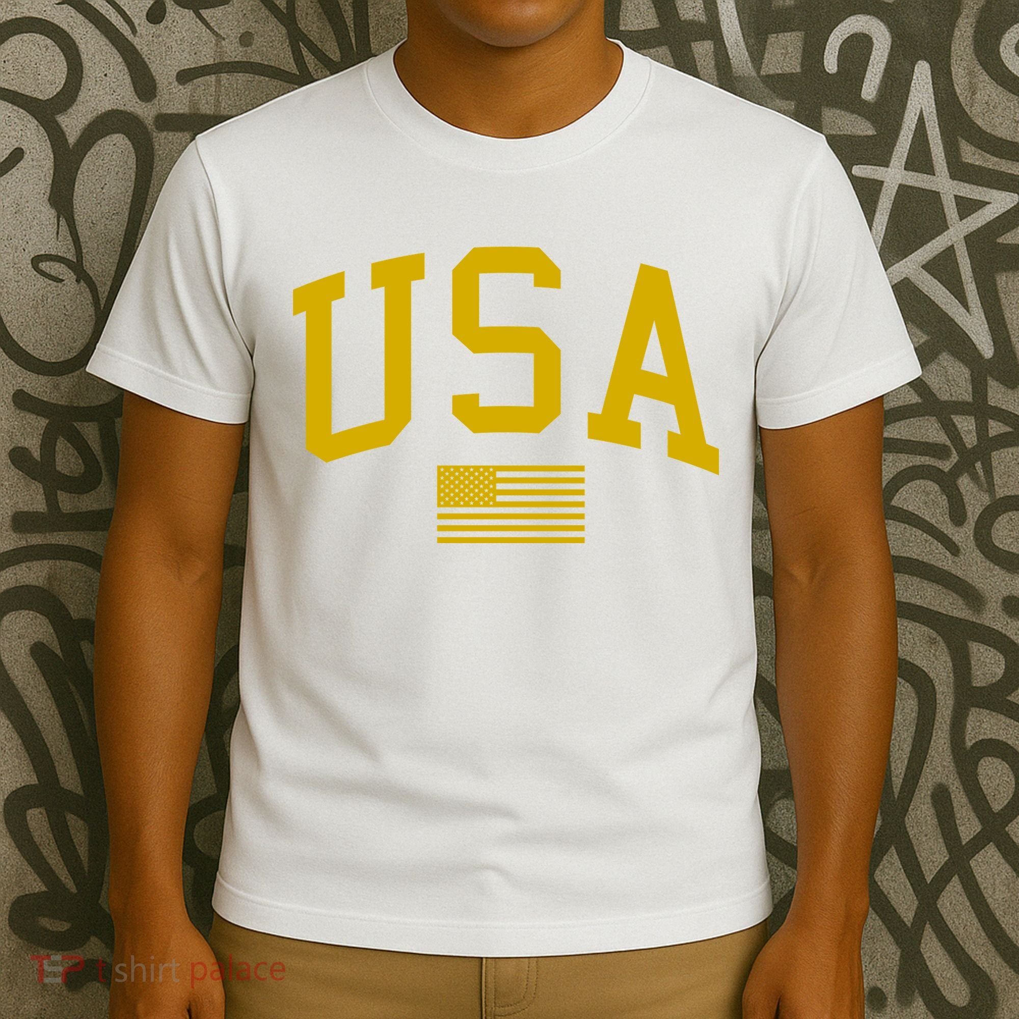 Gold USA Graphic Apparel National Pride T-Shirt
