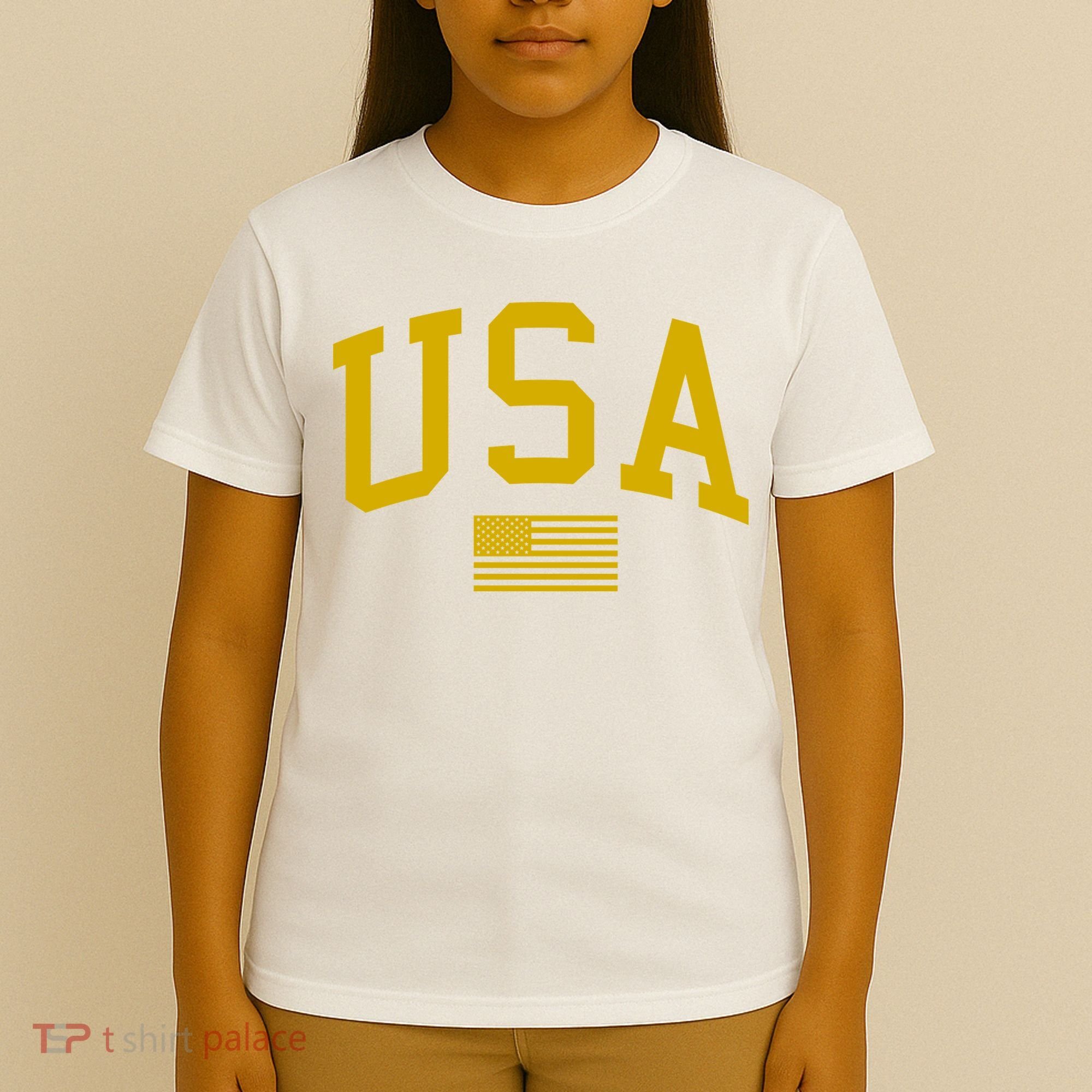 Gold USA Graphic Apparel National Pride T-Shirt